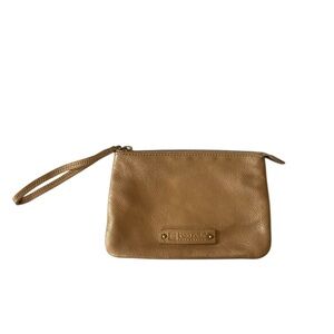 Linea Pelle Gold Leather Wristlet